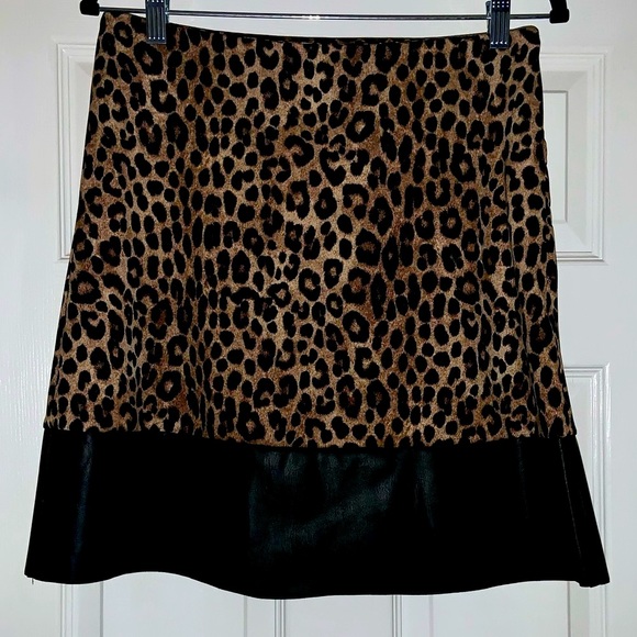 Michael Kors Cheetah Print & Faux Leather A-line Skirt —NWT - Picture 6 of 14